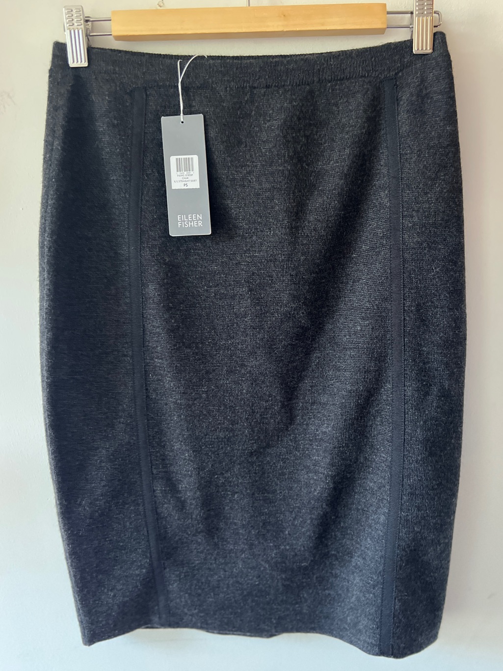 Eileen Fisher Merino Wool Charcoal Skirt Ps Nwt